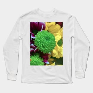 Yellow, Green and Pink Flowers - Autumn Bouquet - Flowers Long Sleeve T-Shirt